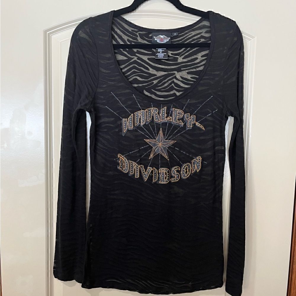 HARLEY DAVIDSON Long Sleeve T-Shirt Black Women’s Size Medium